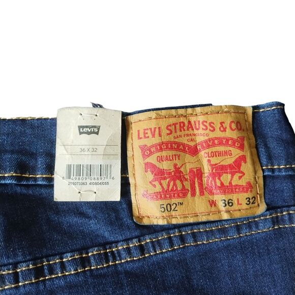 Levi's 502 Taper (Mens Size 36x32) Blue Denim Jeans Stretch Flex Medium Wash New - Picture 7 of 10